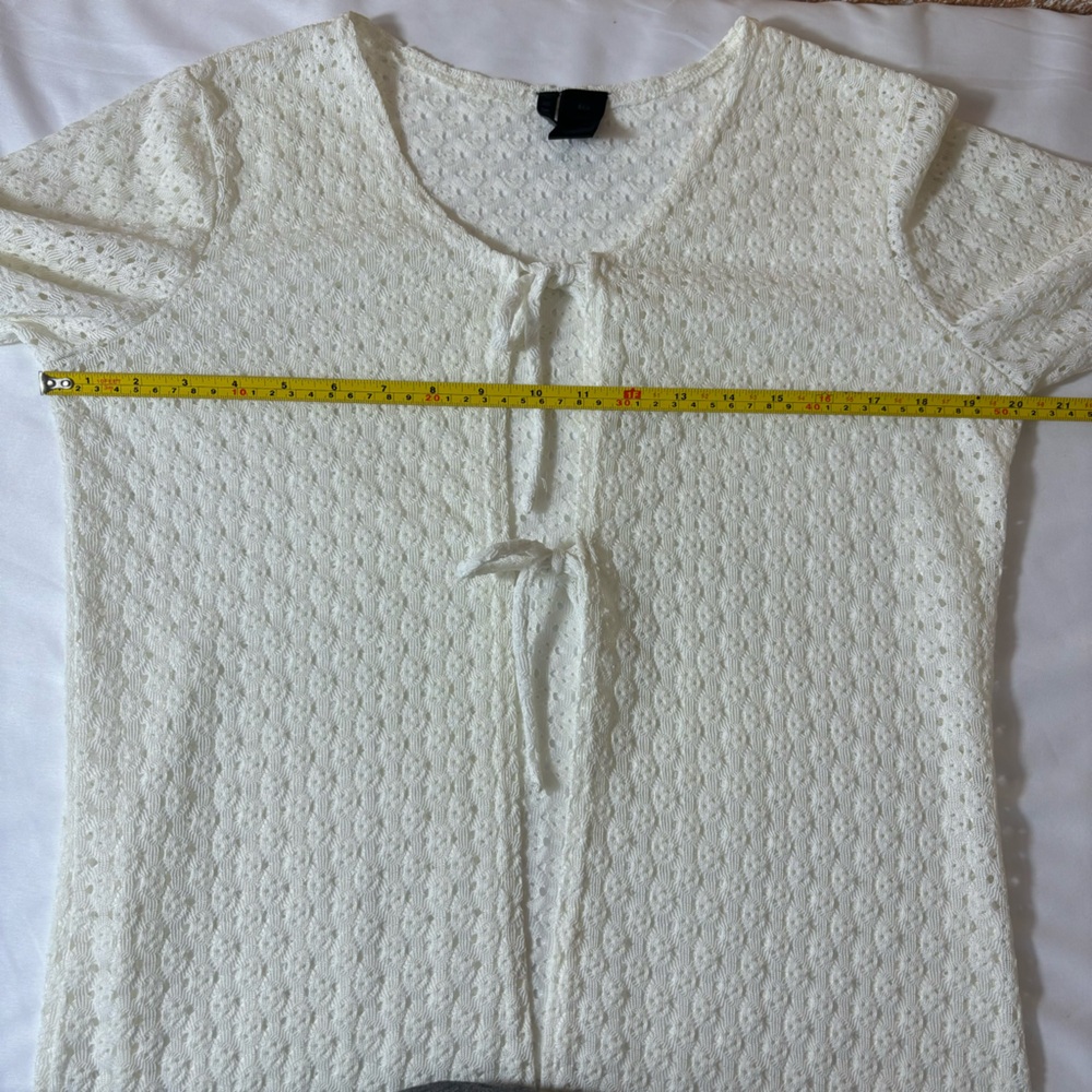 Anne Cole Crochet Swimsuit Cover Bathing Suit Overlay Front Tie White Size Small - Picture 7 of 9
